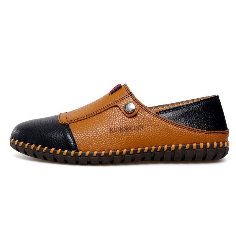 

Весенне-осенние мужские трендовые мужские нескользящие прогулочные туфли с плоской подошвой на один шаг, удобная противоскользящая прогулочная обувь из натуральной кожи 41 чёрный