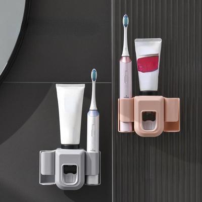 Electric Toothbrush Holder Double Hole Wall Toothbrush Organizer Toothbrush Stand Toothpaste Squeezer Bathroom Accessories Punch Free
