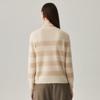 Zhaojun Women's 100% Cashmere Striped Half-High Collar Sweater