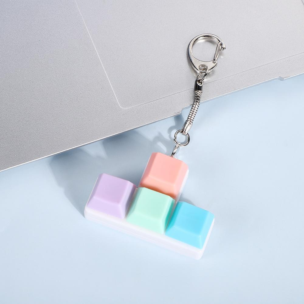 Keyboard Fidget Toy Macarone Keychain Keyboard Decompression Toys Finger Clicker Button Stress Relief Toys Gifts for Adult Kids