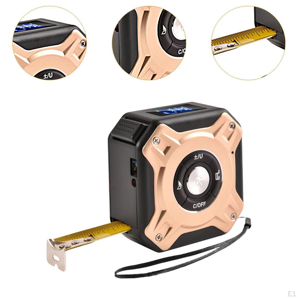 2 in 1 Light Tape Measure 131ft Diatance Meter & 16ft Manual Measuring Black and