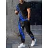 [Gedrucktes Design – Nicht strukturiert] 3D-gedrucktes modisches blau-schwarzes Gradienten-Herren-Freizeit-Sportswear-Set