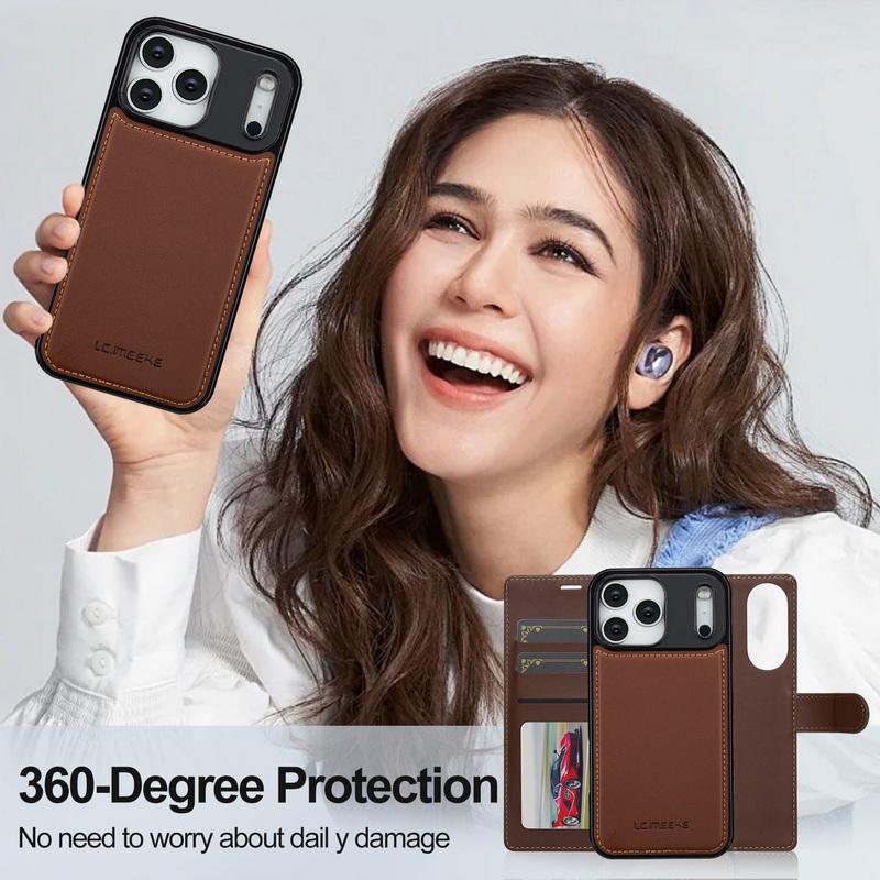 Magnetic Flip Wallet Case For iPhone 17 Pro Max iPhone 16 15 14 13 Pro Max 12 11 Air Luxury PU Leather Card Slots Phone Holder Cover