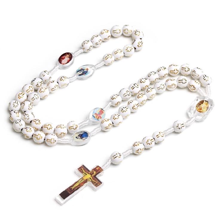 Catholic Cross Rosary Necklace Cross Pendant Beaded Necklace Religious Jewelry
