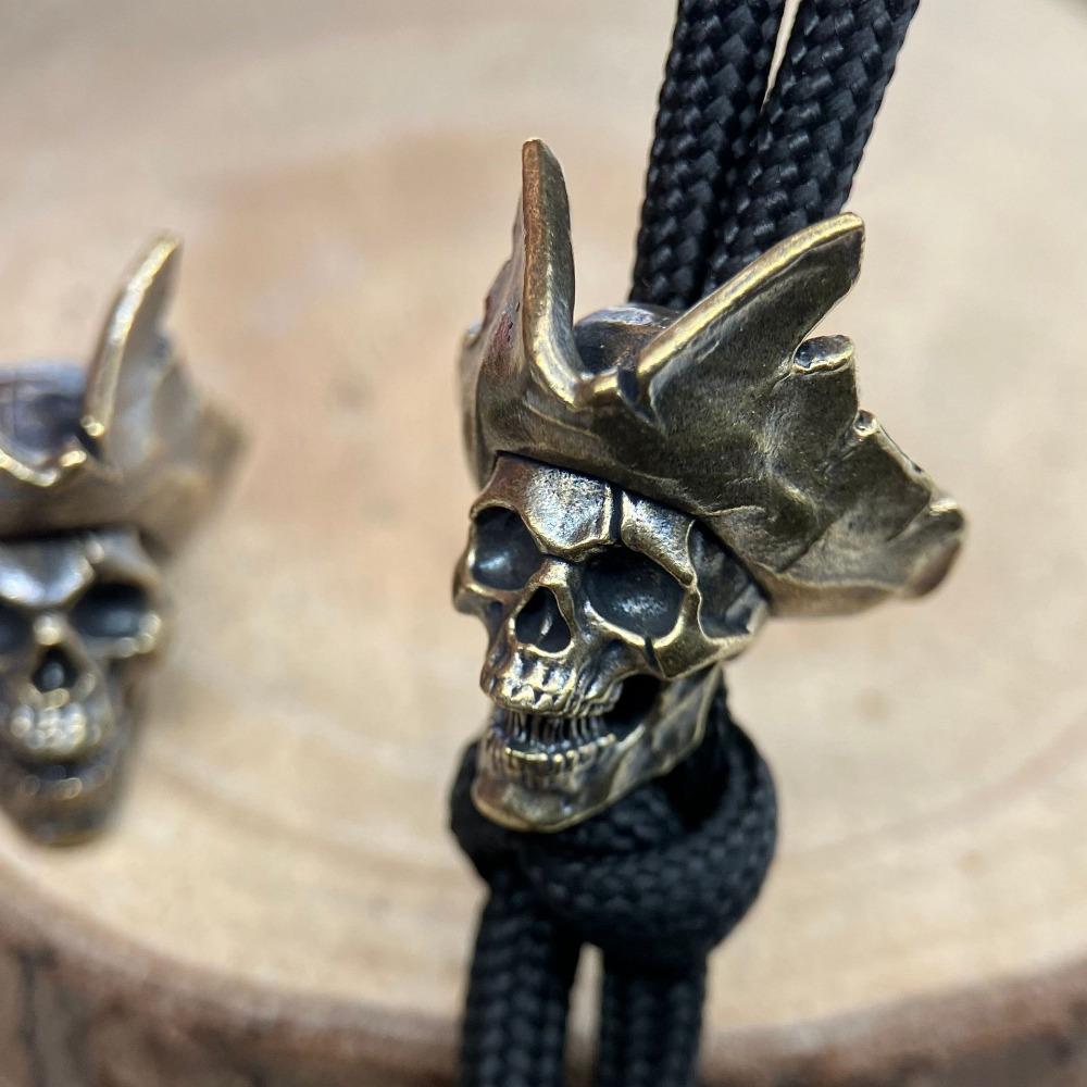Skeleton Captain The Cowboy Hat Brass Knife Bead EDC Outdoor DIY Accessories Woven Lanyard Pendant Jewelry Punk Bracelet Charms