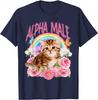 Alpha-Männchen Lustige Katze Kätzchen Regenbogen Blumig Unisex T-Shirt