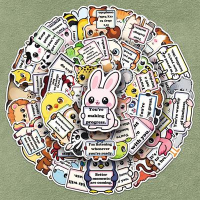 50-Pack Cute Animal Inspirational Stickers for Fridge, Phone, and Desktop