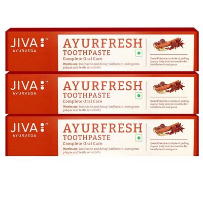 Jiva Ayurfresh Toothpaste - 100g (Pack of 3) With Almond Soap Free | Helps In Toothache & Bad Breathing