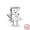 Fit Original Pendant Charm Bracelet Fine Zircon 925 Sterling Copper Sweet Lovely Happy Boy Girl Love Pink Heart Robot DIY Beads
