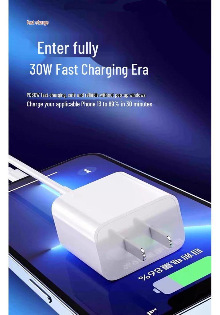 30W Type-C Charger for Apple: Compatible with iPhone 16 Pro and 12 Max Charger and Sync Cable.