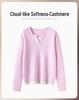 Women's Loose V-Neck Spliced Cashmere Sweater with Contrasting Colors