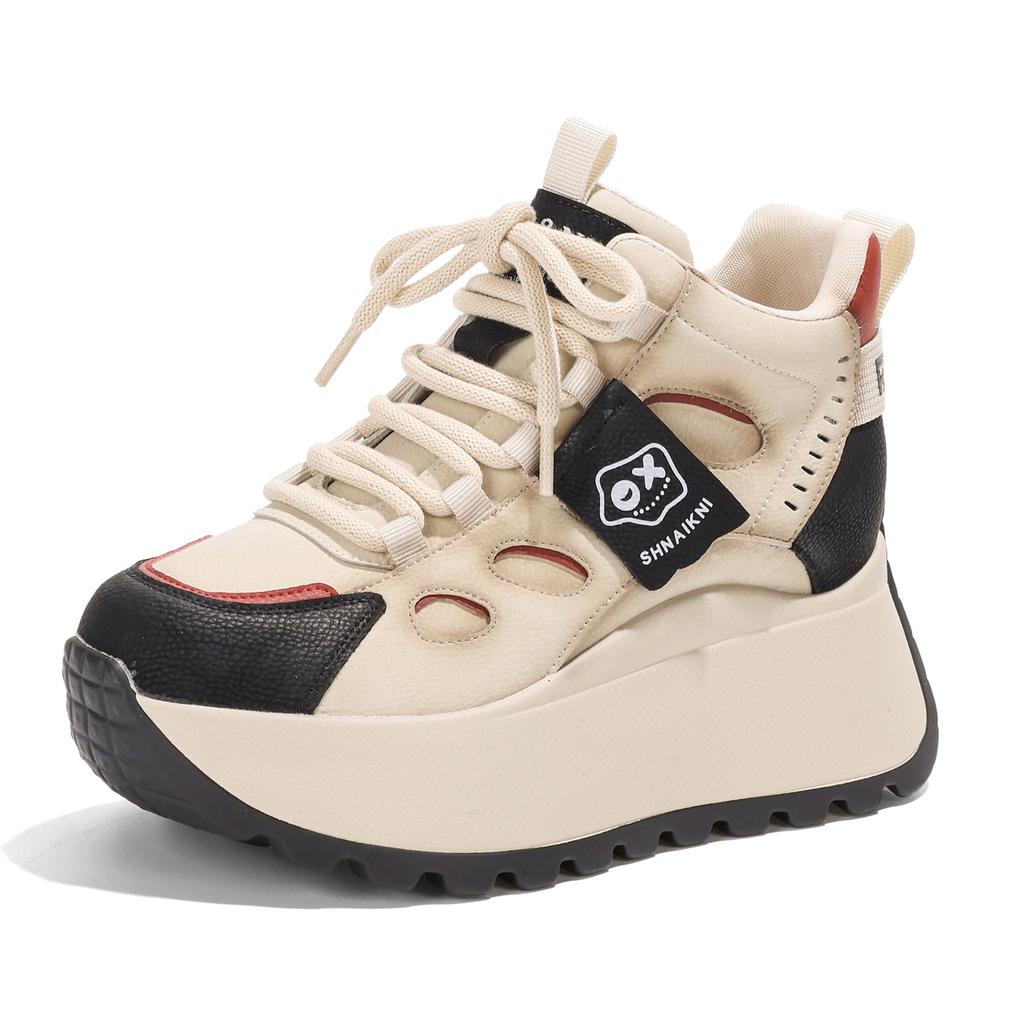 7Cm Spring and Autumn New Casual Sports Shoes Fashionable Versatile Shoes Thick-soled Heightening Dad Shoes Women's