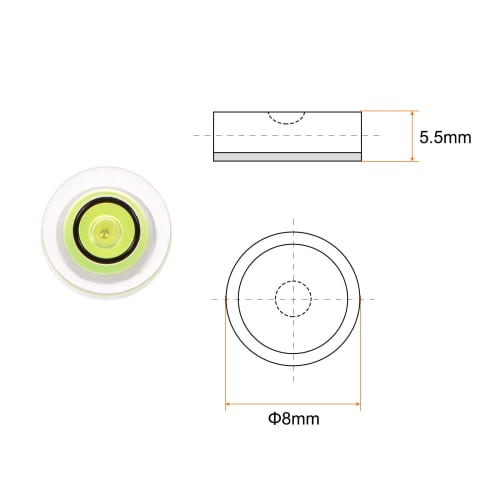 uxcell Round Bubble Level, 8x5.5mm, Mini Circular Bullseye Level for Leveling Cameras, Tripods, Telescopes, Workshop Turntables, and Picture Frames, L