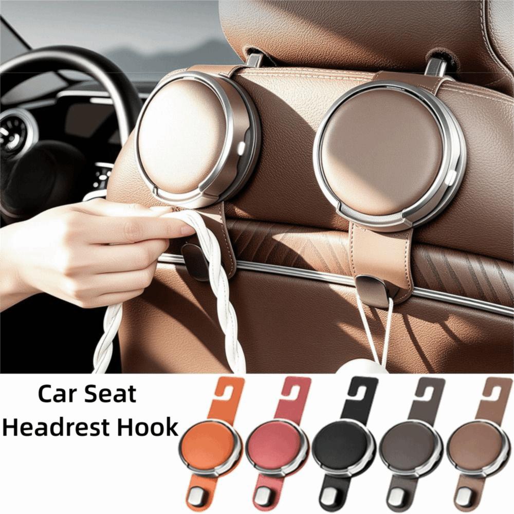 PU Leather Car Seat Headrest Hook Foldable Backseat Organizer 2 in 1 Headrest Hanger Car Interior