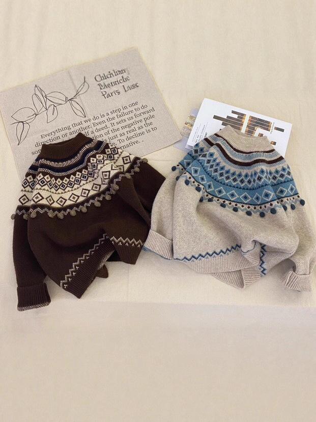 2025 Girls' Winter Jacquard Beaded Pullover Sweater - Best-Selling Style