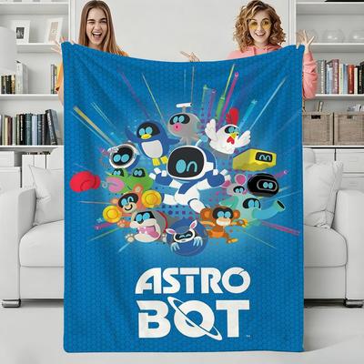 Toy C-cute Robot Throw Flannel Blanket Perfect for Sofa Office Bed Travel Sleep Read Relax Camping Four Season Use