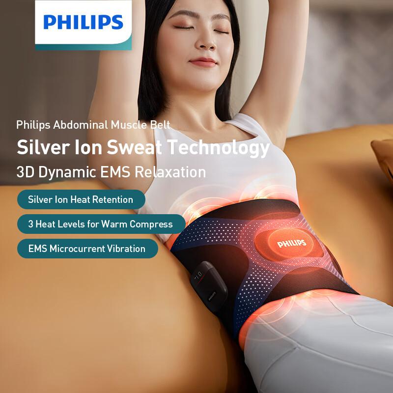 Philips EMS Abdominal Muscle Belt Silver Ion Sweat Technology 3D Dynamic EMS Relaxation