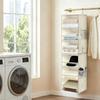 Foldable Hanging Closet Organizers Shelves in Nonwoven Fabric with 3 Storage Levels and a Side Pocket for Small Accessories