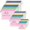 Carpeta de Archivo de Plástico Impermeable con Cremallera para Documentos de Papel Tamaño A3/A4 Estuche para Lápices Bolígrafos Caja Archivo Bolsa de Almacenamiento de Documentos para Oficina Material Escolar