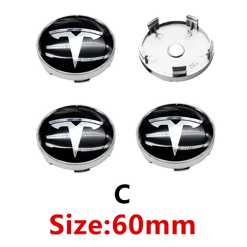 ICTB3 4pcs/set 60mm Tesla Car Wheel Center Hub Cap Cover Emblems Sticker Car Logo Car Styling Accessories for Tesla Model 3 Y S X