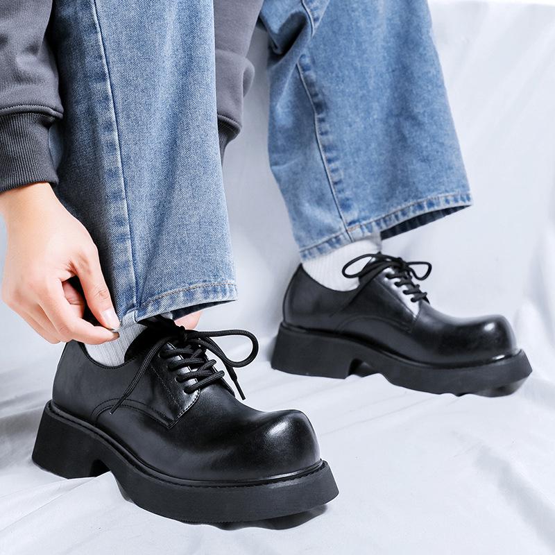 

Unisex British Style Thick-Soled Derby Shoes with Height-Boosting Design - Model 9511-R 39