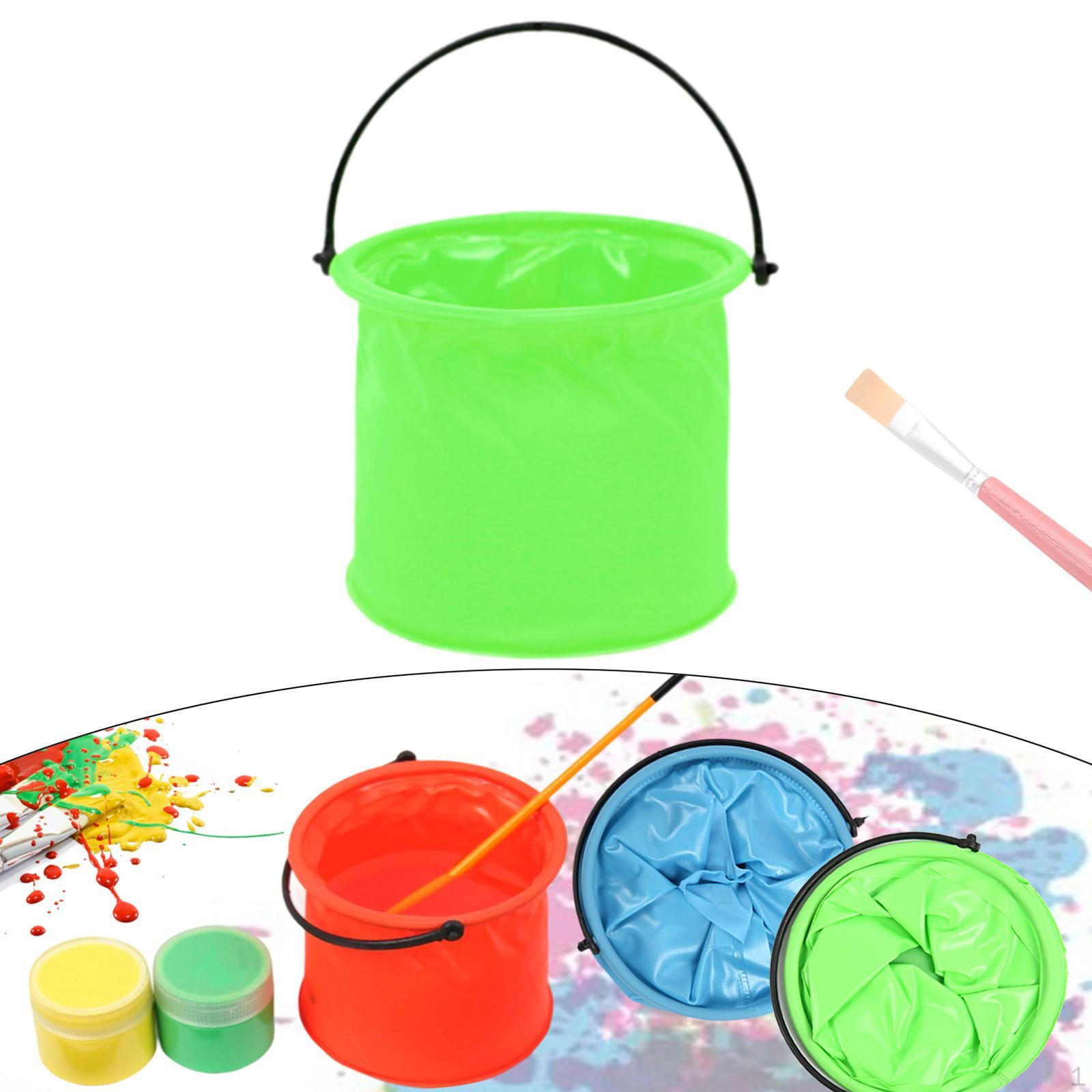 

Foldable Bucket Paint Brush Washer Lightweight Portable Camp Wash Basin Container for Fishing зелений