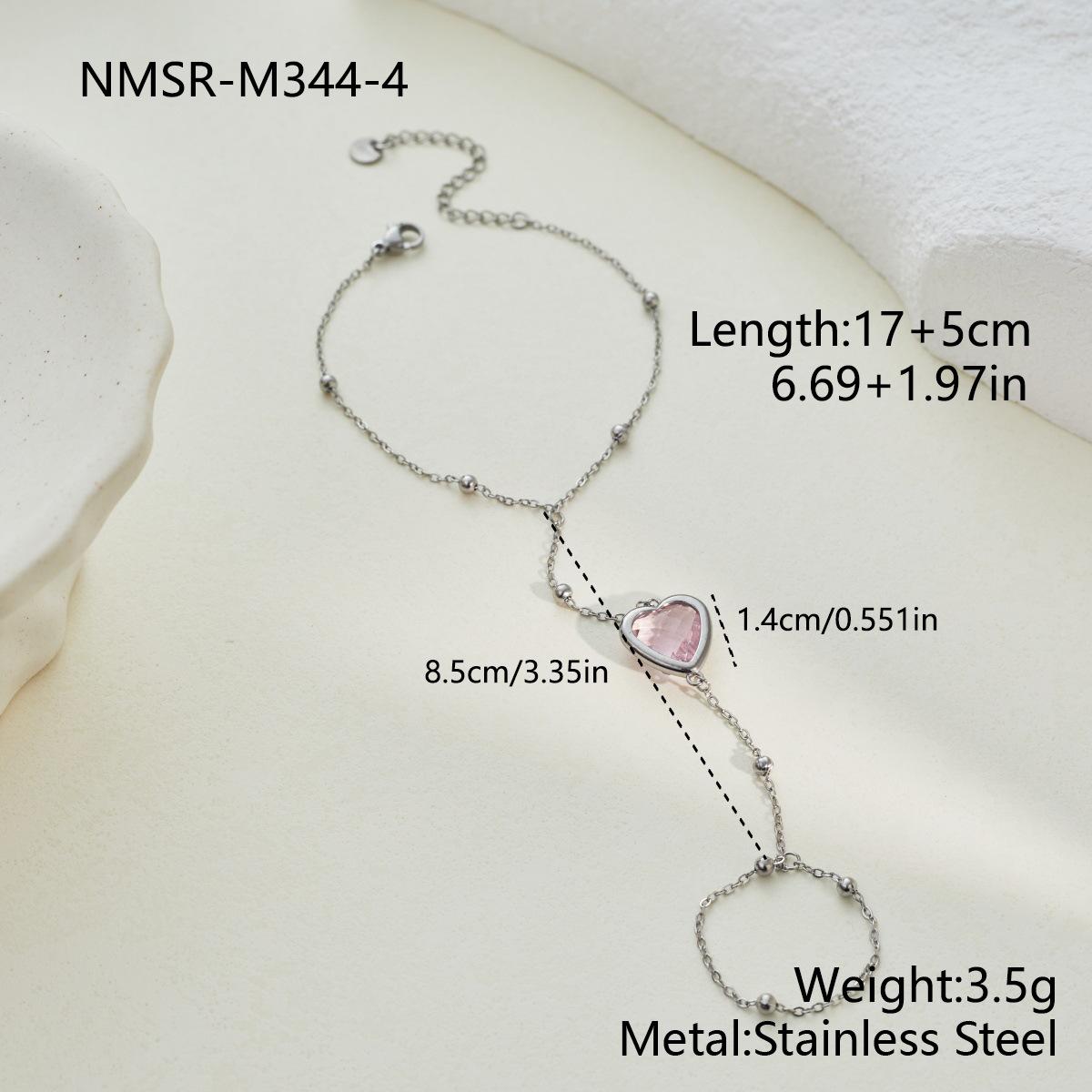 GEMCHIC Women s Stainless Steel Pink Crystal Love Heart Lock Choker Necklace Bracelet Set Fashion Commuter Versatile Jewelry