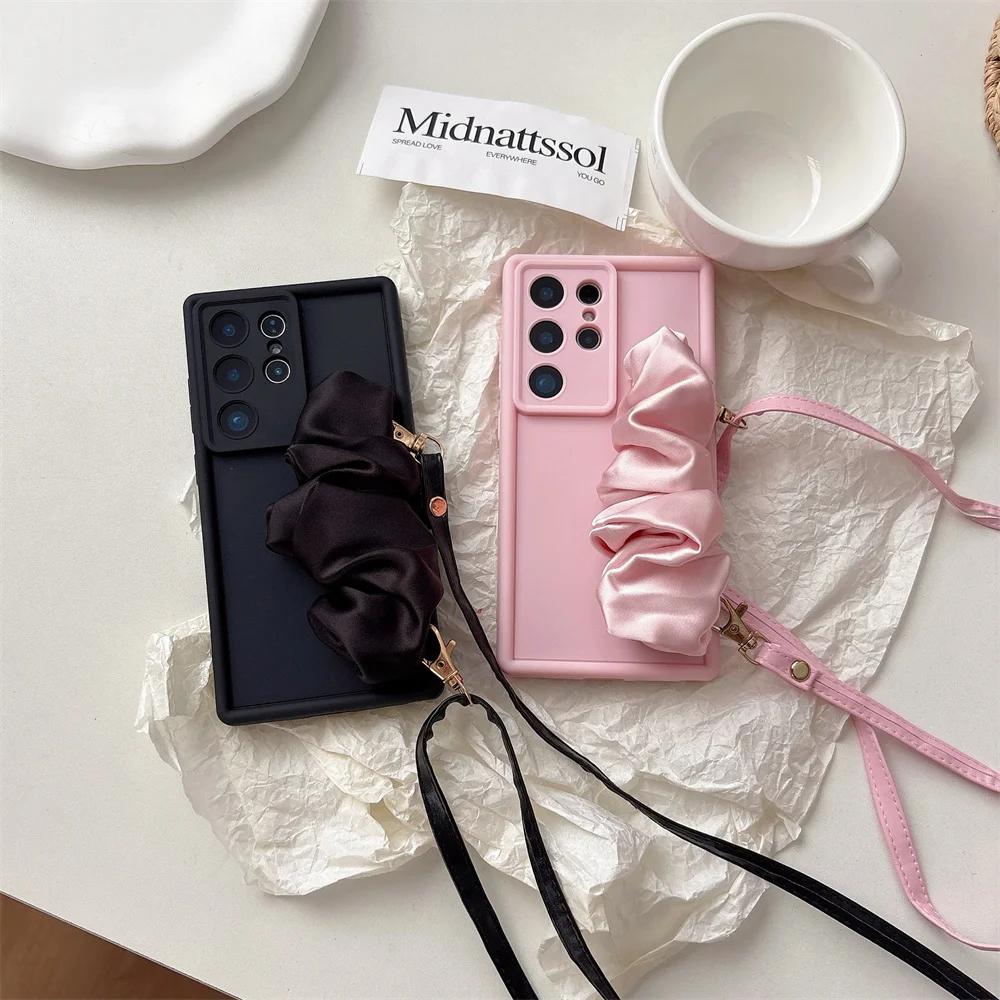 Crossbody Wrist Strap Phone Case for Samsung Galaxy S25 S23 S22 Plus S24 S21 FE Note 20 Ultra A56 A36 A55 A26 A16 A35 A15 5G