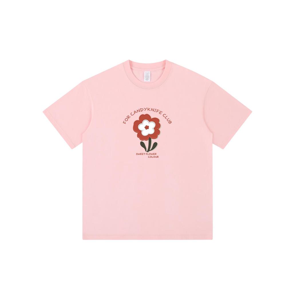 Women's Summer Floral Cotton T-Shirt: Loose Fit, Round Neck, Short Sleeve, Trendy American Design