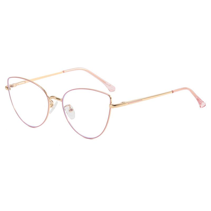 Fashion Cat Eye Anti-blue Light Glasses Women's Plain Thin Frame Glasses Metal Spring Legs Computer Eyewear use