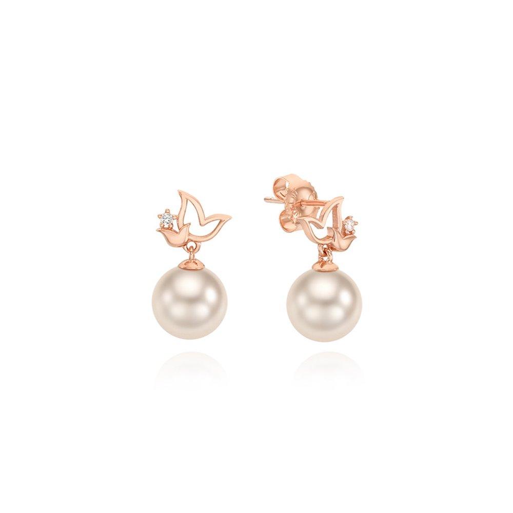 Twinkle Tulip Pearl Silver Pink Earrings Tessvp13981S