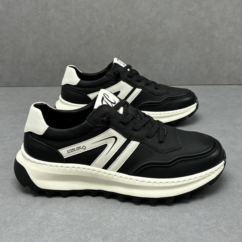 Cross-Border Lightweight Men'S Shoes, Leather Breathable Little White Shoes, Trendy Versatile Sports Leather Shoes, Men'S Casual Board Shoes