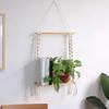 Macrame Wall Hanging Shelf Organizer, Wooden Display Shelf, Mounted Storage Rack
