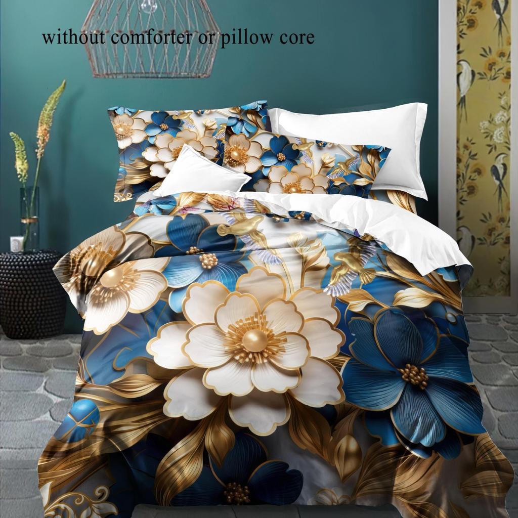 3D Digitaldruck Dreidimensionale Blume DIY Bettbezug Dreiteilige Bettwäsche