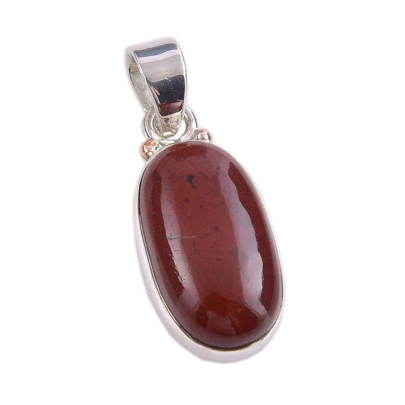 Přívěsek z přírodního červeného jaspisu, drahokam 925, masivní sterlingové stříbro, 1,50" e1u67