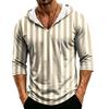 Men's Casual Hooded Striped Three-Quarter Sleeve T-Shirt