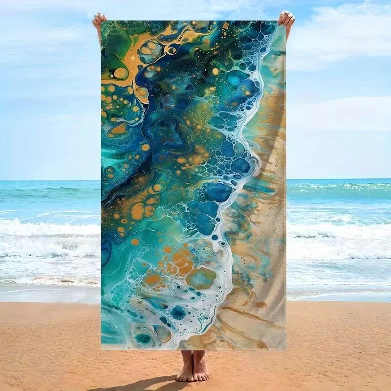 Purple Rectangular Beach Towel Soft and Absorbent Towel Suitable for Outdoor Travel Camping Beach Vacation Beach Towel