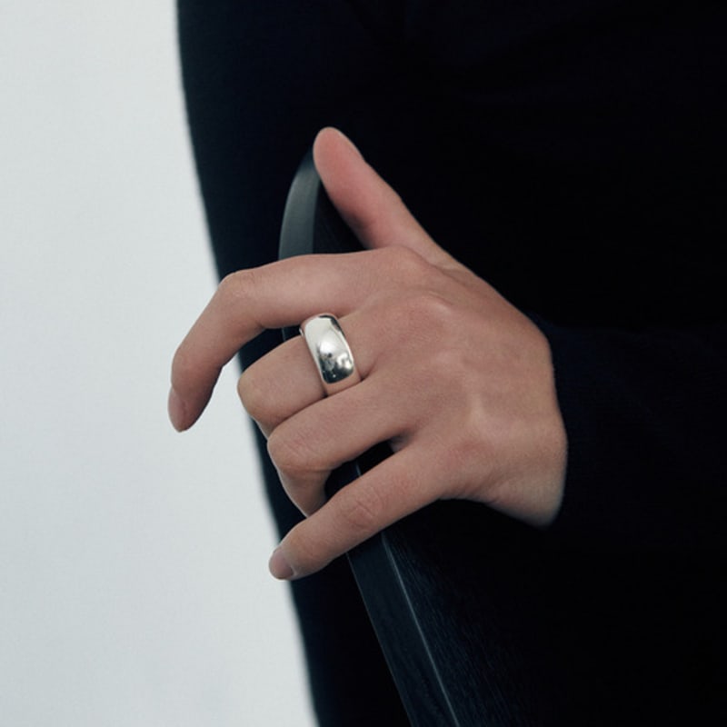 Green [925 Silver] Five.silver.218 / Large Full Ring