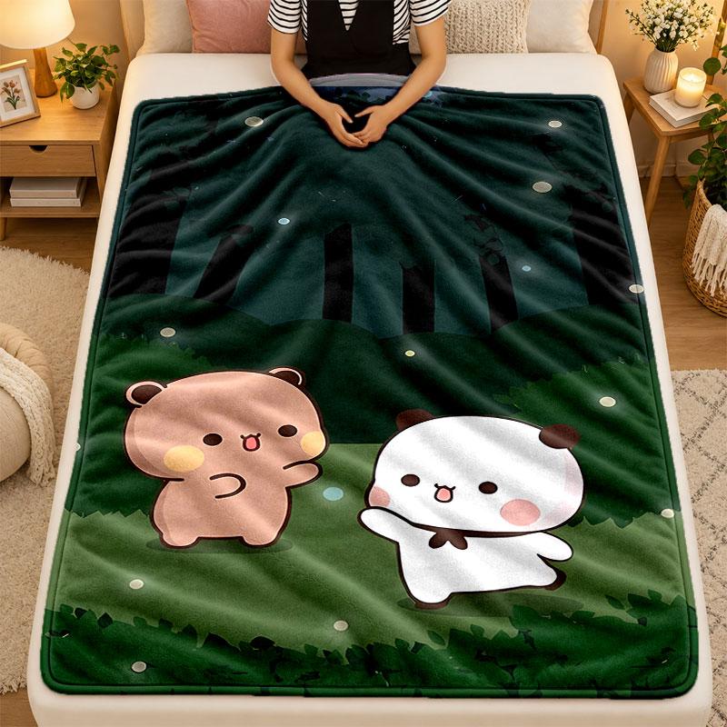 Flannel BlanketBubu Brownie Warm Soft Throw Blanket for Indoor Sofa Bed Living Room Use