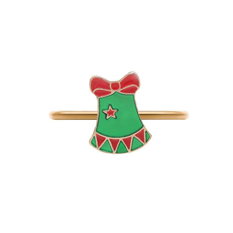 Christmas Napkin Ring Metal Xmas Bell Elk Napkin Holder Flower Wreath Rings Wedding Banquet Hotel Table Decoration Accessories
