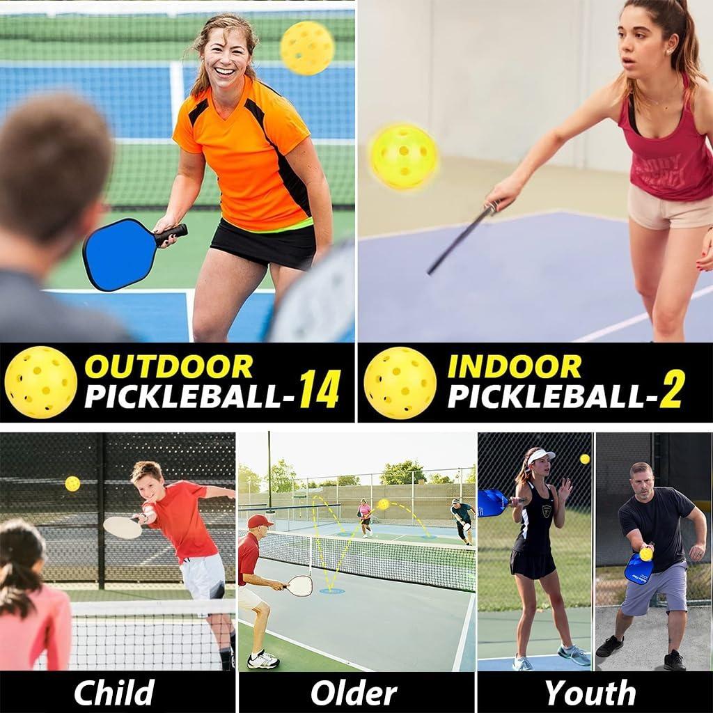 Outdoor Pickleball 74mm Diameter Pickleball Hard PE 40-Hole Pickleball High Elasticity Durable Outdoor Pickleball 2-Pack