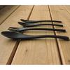NagaO Heat-Resistant Plastic Dinner Cutlery Set 4 Pieces Black Dishwasher Safe Made Japan