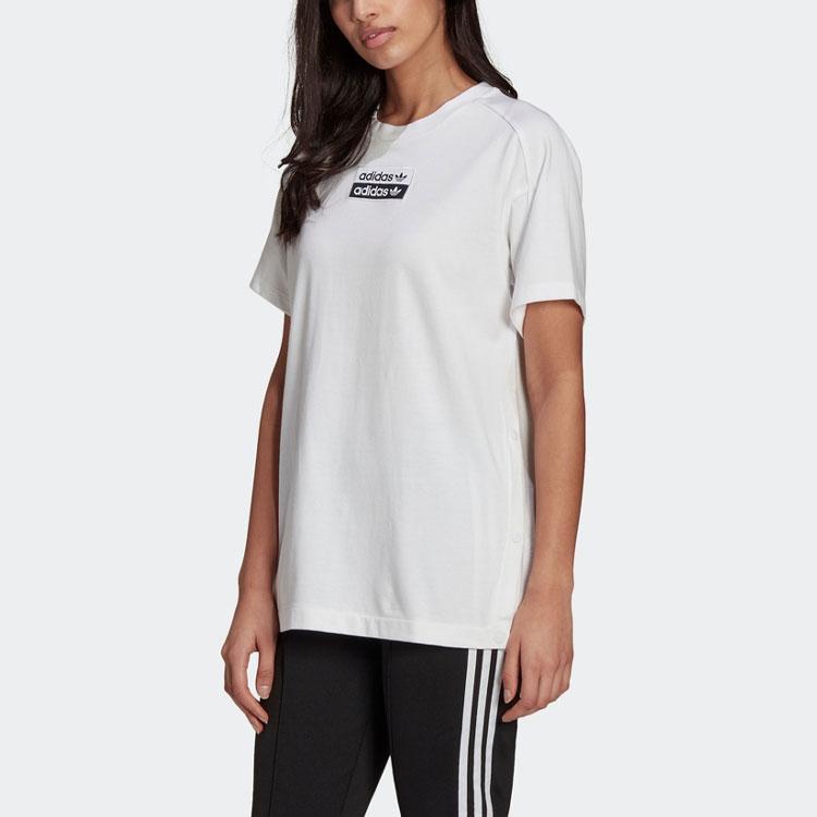 Adidas Originals Trefoil Letter Logo Vintage Summer Home Sports Crew Neck Raglan Sleeve Short Sleeve T-Shirt Women T-Shirt White H06773