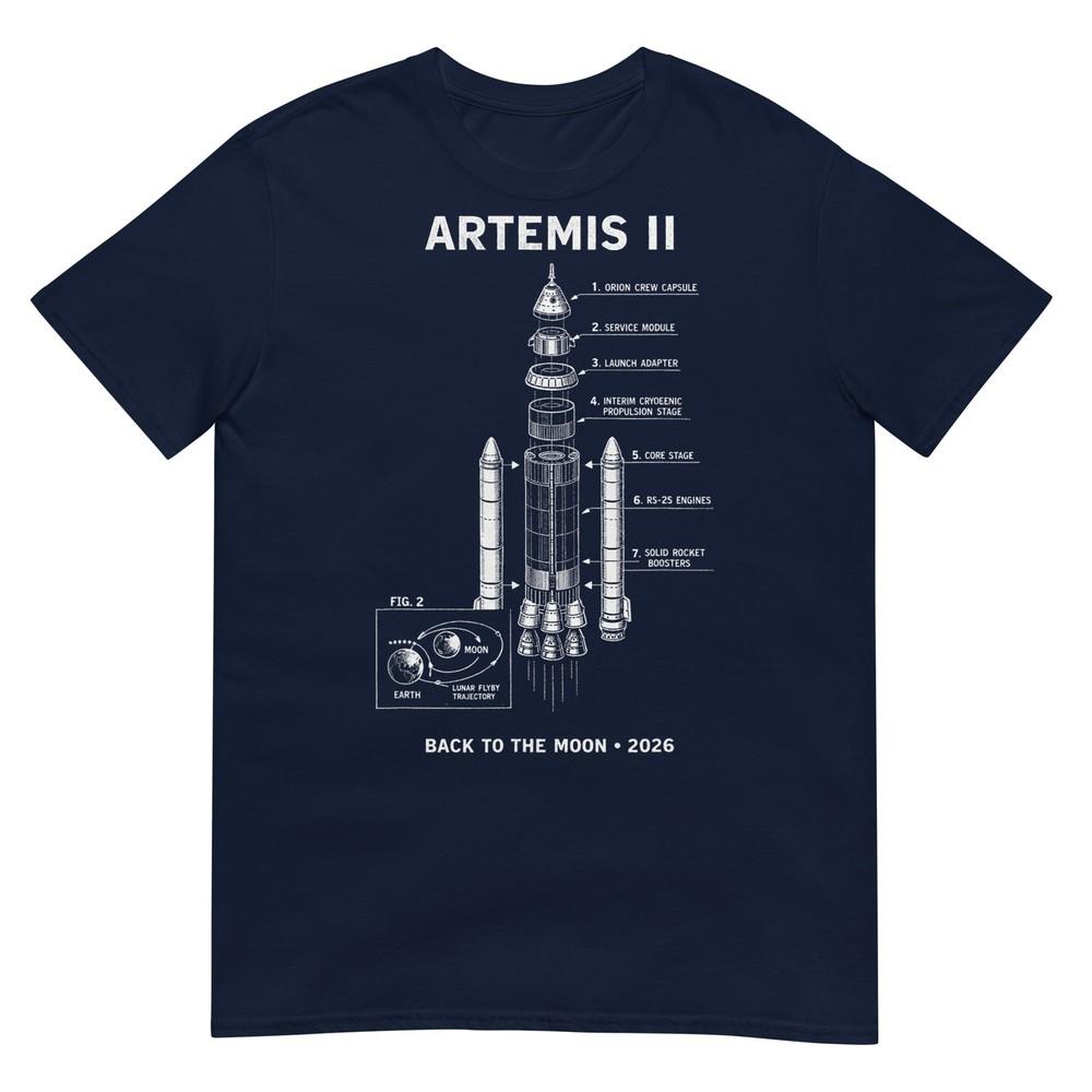 Blueprint Space Rocket Launch Mission To The Moon Artemis 2 TShirt S