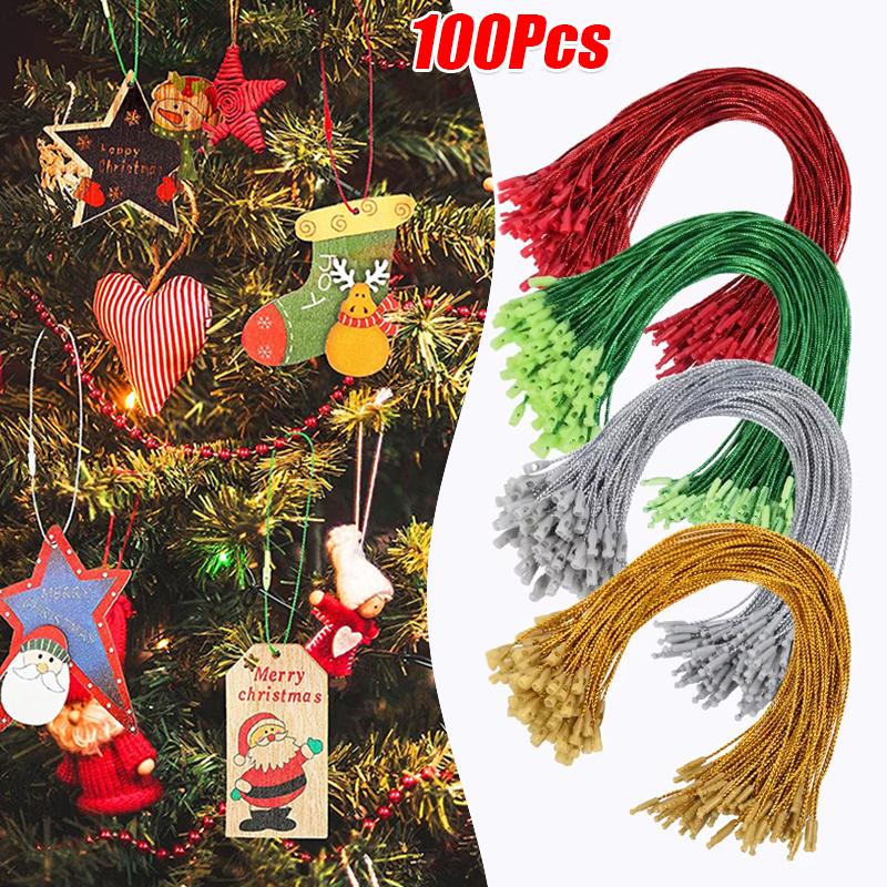 100PCS Gold Metallic Drawstring Ropes Sturdy Snap Closure Party Bullet Tip Festive Christmas DIY 20cm Xmas 20cm