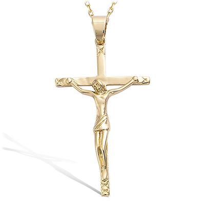 [K9525] - Gold Plated 'Crucifix' Pendant - 48x25 Mm