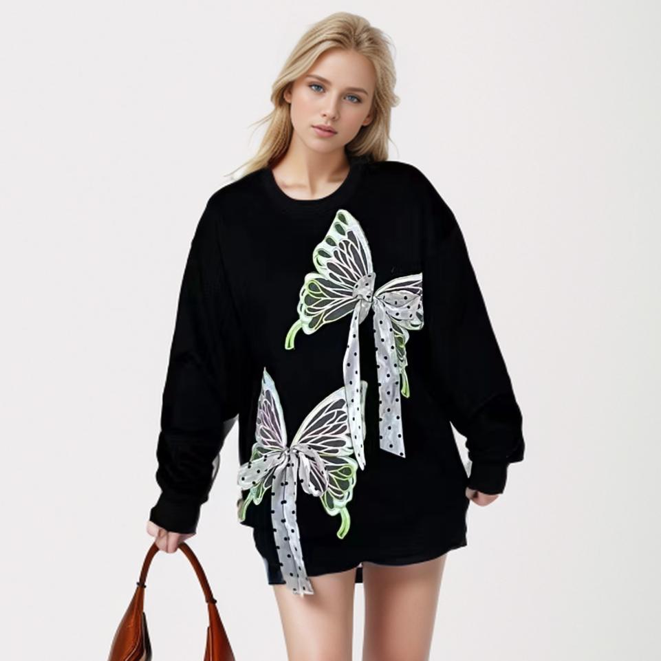 

Dimanaf 2024 Новые женские толстовки и свитшоты с длинным рукавом, свободные повседневные топы с круглым вырезом и цветочным принтом, футболки, пуловеры One Size бежевый