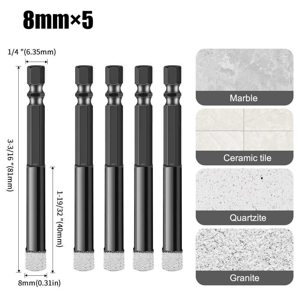 Sets Diamond Angle Grinder Bit Tile Cutter Hole Saw Tools Hexagonal Shank Diamond Drill Bit Dry Vacuum Brazed Drilling Core Bits