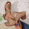 High-heeled Slippers Fashionable Shoes Thick-heeled Fish-mouth Flip-flops
