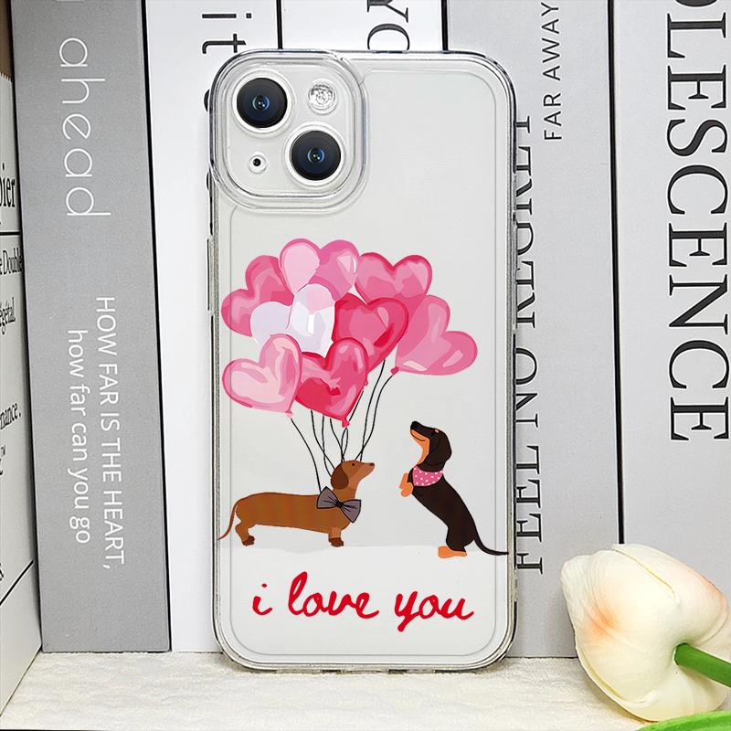 Coque de téléphone mignonne dessin animé animal chien Teckel pour IPhone 17 16 15 14 11 12 13 Pro Max 7 8 Plus 12 13 Mini X XS Max XR Housse souple